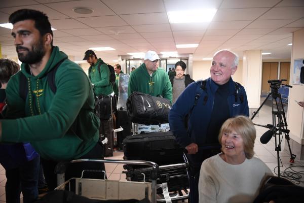 BA passengers caught up in the arrival The Springboks arrive in Jersey Picture: DAVID FERGUSON