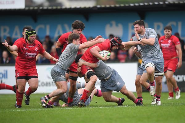 Jersey 4 Cameron Keys on the charge RUGBY JRFC v London Welsh Picture: DAVID FERGUSON