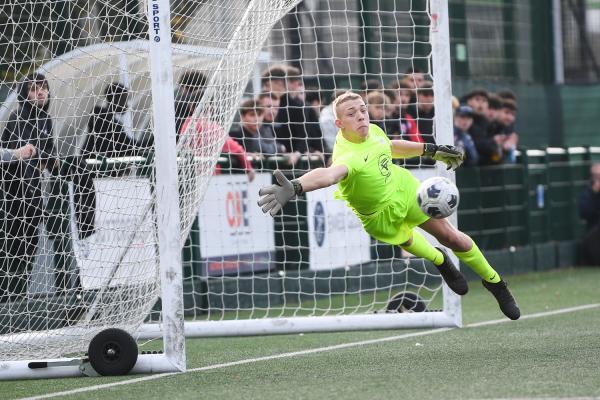 JSY goal number 2 GSY Keeper Ollie Miller  FOOTBALL UNDER 21 Muratti at Springfield Picture: DAVID FERGUSON