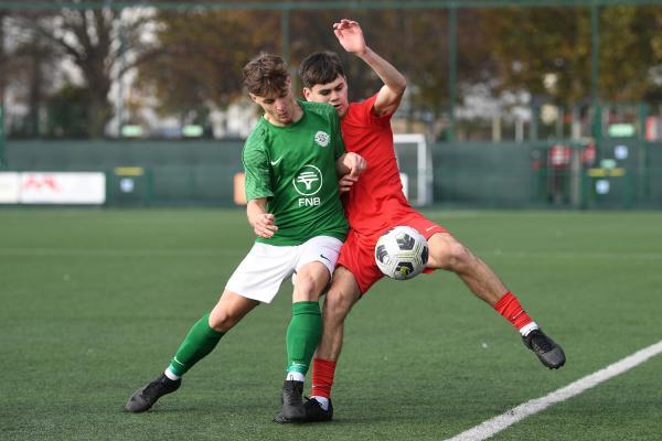 GSY 7 Owen Wsllbridge and JSY No 3 Fergus Boyle  FOOTBALL UNDER 21 Muratti at Springfield Picture: DAVID FERGUSON