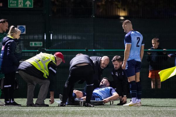 Football Jersey Bulls v Tadley Calleva no.5 stretchered off Picture: JON GUEGAN