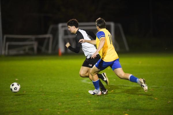 Wanderers 5 Max Corbett and st Ouen Scott Welsh FOOTBALL St Ouen v Wanderers Picture: DAVID FERGUSON