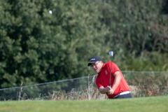 Golf inter-insular at La Moye Alex Guelpa chips onto the 7th in the 4 ball Picture: JON GUEGAN