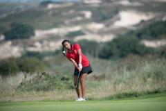 Golf inter-insular at La Moye Iman Hamid-Wilkinson on the 16th in the 4 ball Picture: JON GUEGAN